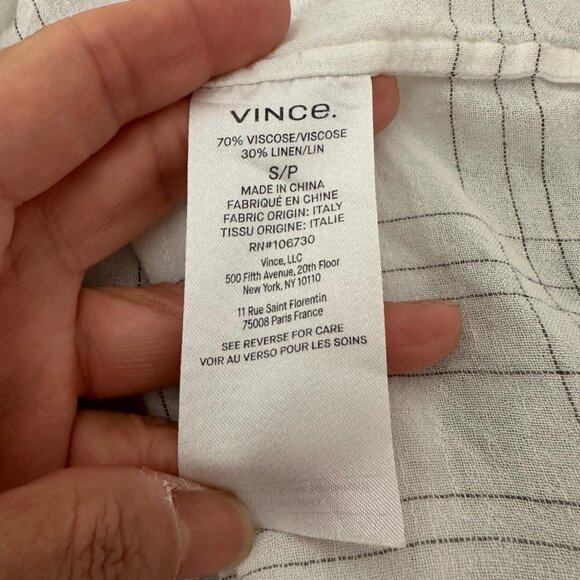 Vince Window Panel Popover Blouse Round Split Neck Linen Blend Lightweight Airy - Picture 11 of 16